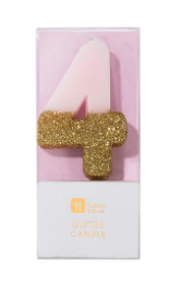 Pink Glitter Number Candle