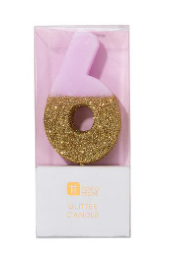 Pink Glitter Number Candle