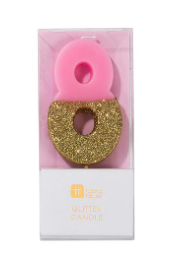 Pink Glitter Number Candle