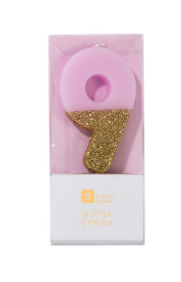 Pink Glitter Number Candle