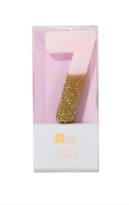 Pink Glitter Number Candle
