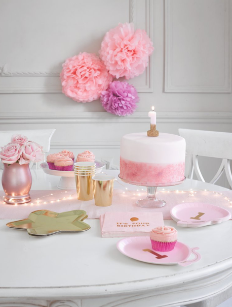 Pink Glitter Number Candle