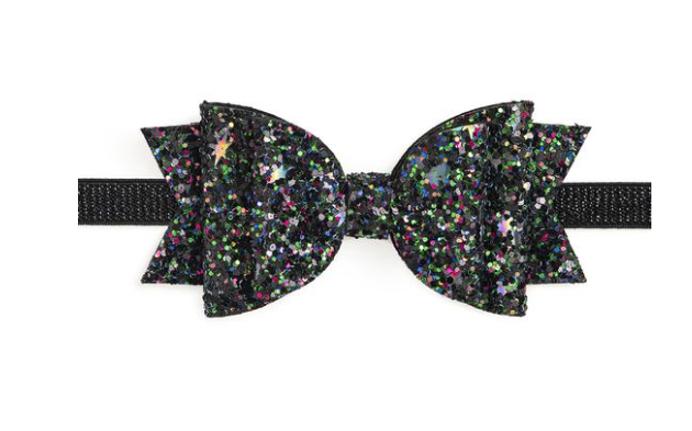 Black Confetti Bow Soft Headband