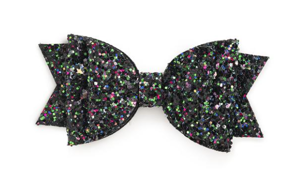 Black Confetti Bow Clip