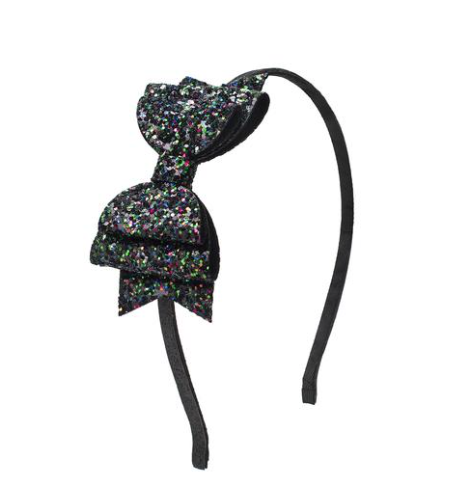 Black Confetti Bow Headband