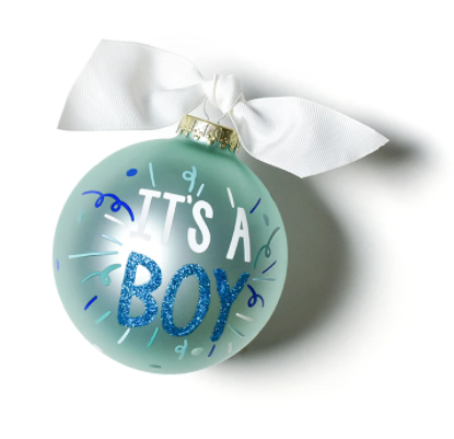 It's A Boy Glass Ornament