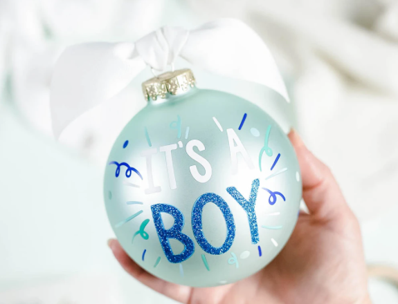 It's A Boy Glass Ornament