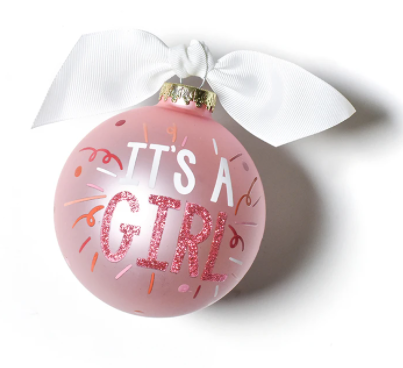 It's A Girl Glass Ornament