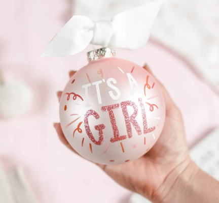 It's A Girl Glass Ornament
