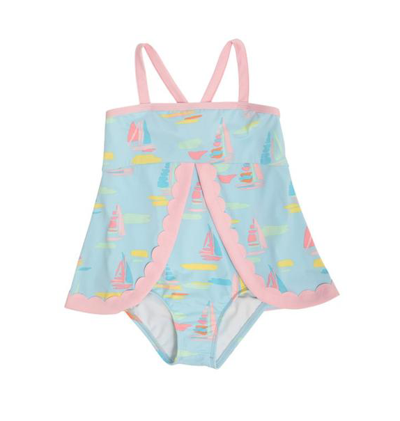 Stratford Scallop Swimsuit | Sandyport Sailboats | Palm Beach Pink