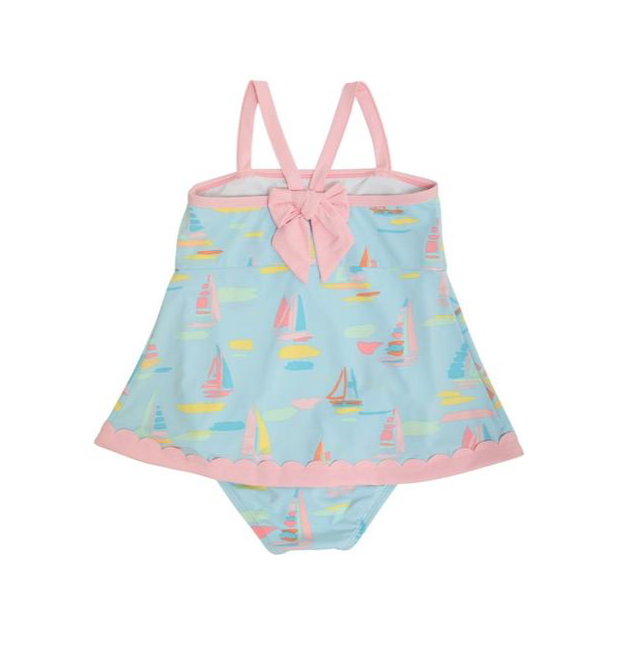 Stratford Scallop Swimsuit | Sandyport Sailboats | Palm Beach Pink