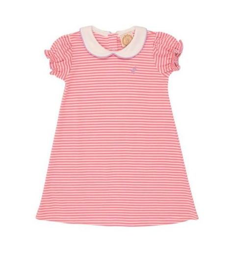 Maudes Peter Pan Collar Dress | Hamptons Hot Pink Stripe