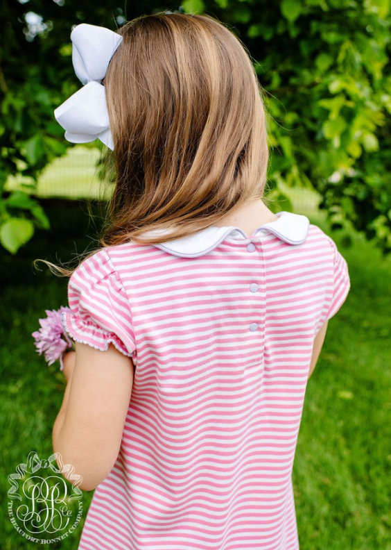 Maudes Peter Pan Collar Dress | Hamptons Hot Pink Stripe