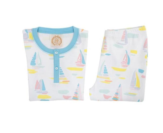 Sutton's Short Sleeve Set | Sandyport Sailboat | Brookline Blue
