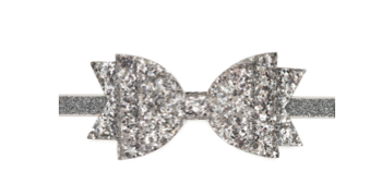 Silver Glitter Bow Soft Headband