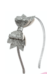 Silver Glitter Bow Hard Headband