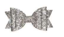 Silver Glitter Bow Clip