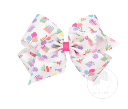 Medium Party Print Grosgrain Bow