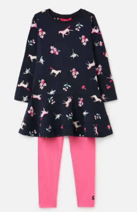 Iona Long Sleeve Dress and Legging Set | Navy Unicorn