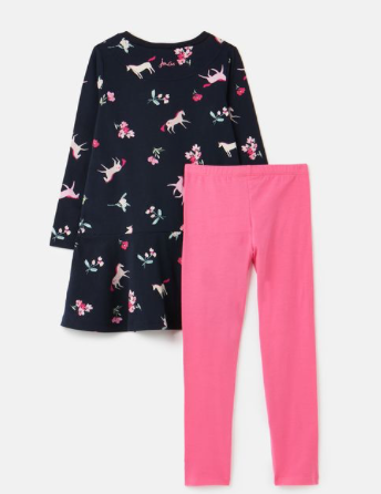 Iona Long Sleeve Dress and Legging Set | Navy Unicorn