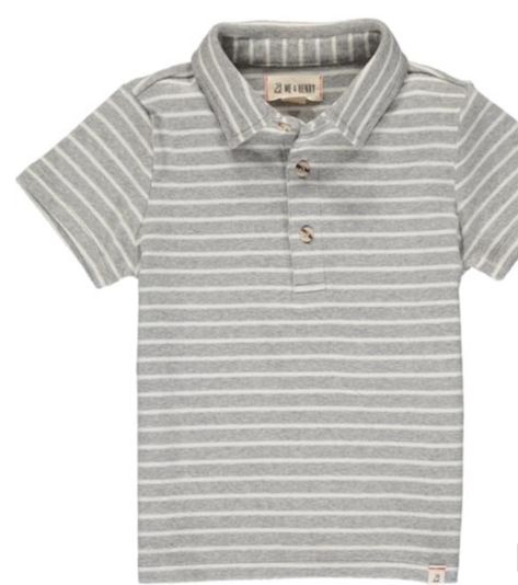 Flagstaff Polo | Grey and White Stripe (HB636d)
