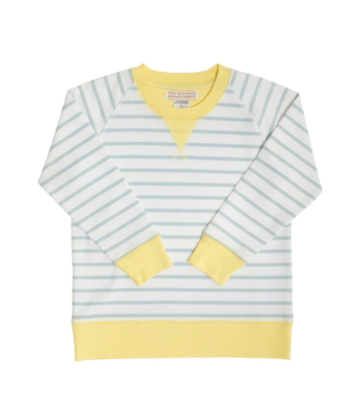 Cassidy Comfy Crewneck | Buckhead Blue Stripe | Lake Worth Yellow