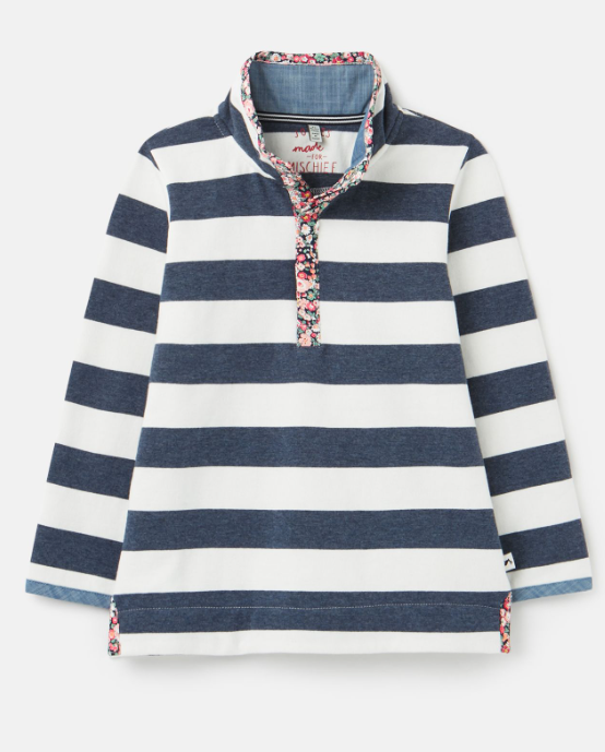 Saunton Half Zip Sweatshirt | Blue Stripe