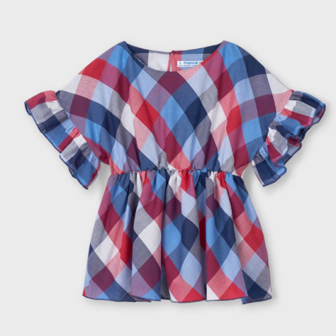 Blouse with Ruffle Sleeves | Red White and Blue | 3194