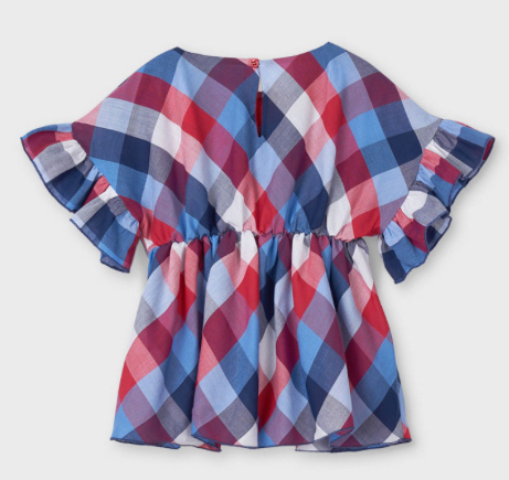Blouse with Ruffle Sleeves | Red White and Blue | 3194