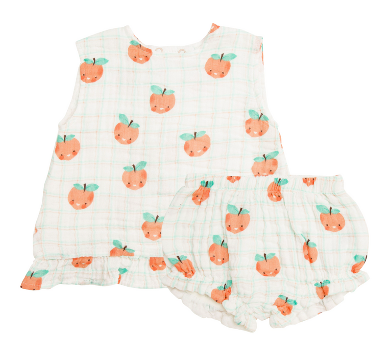 Plaid Peaches Ruffle Top and Bloomer Set