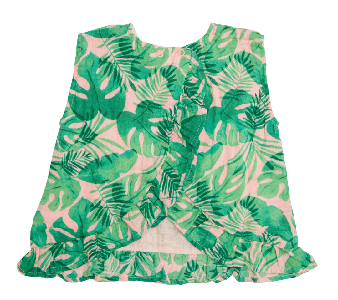 Tropical Leaves Ruffle Top and Bloomer Set