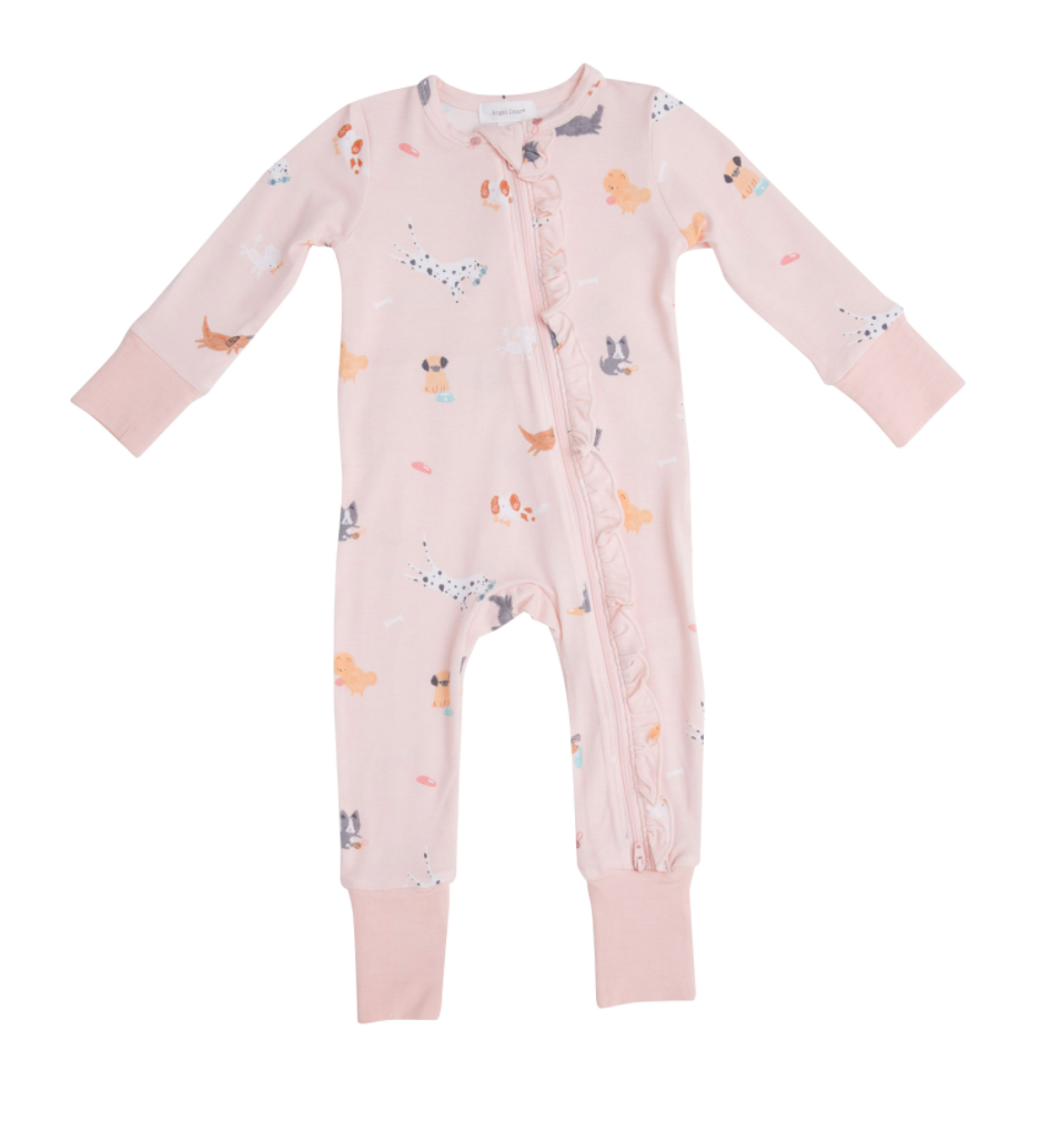 Pink Puppy Play Zipper Romper