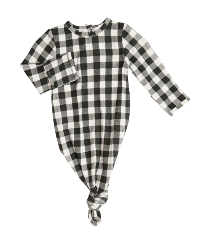 Black Gingham Knotted Gown