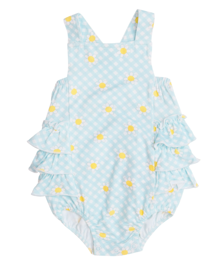 Gingham Daisy Ruffle Sunsuit