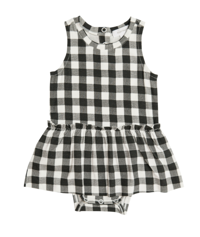 Black & White Gingham Bodysuit with Skirt