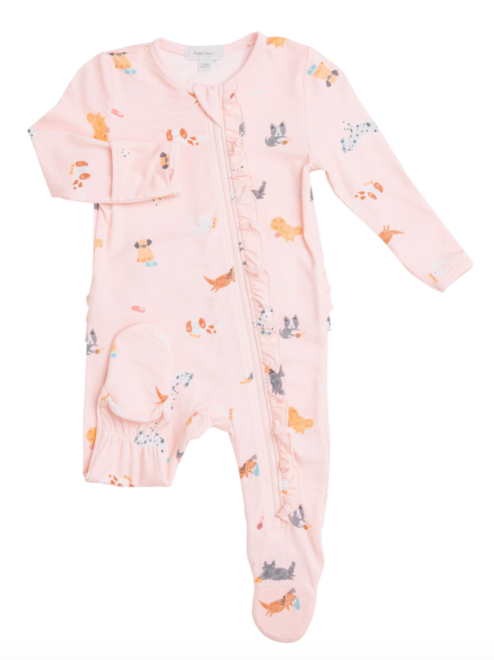 Pink Puppy Play Ruffle Zipper Footie