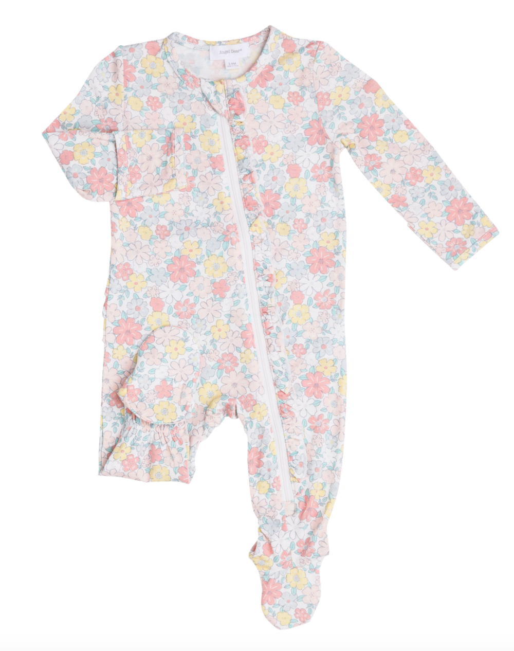 Sweet Ditsy Ruffle Zipper Footie