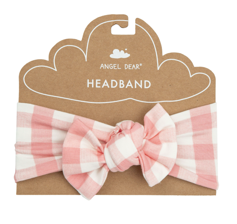 Pink Gingham Headband