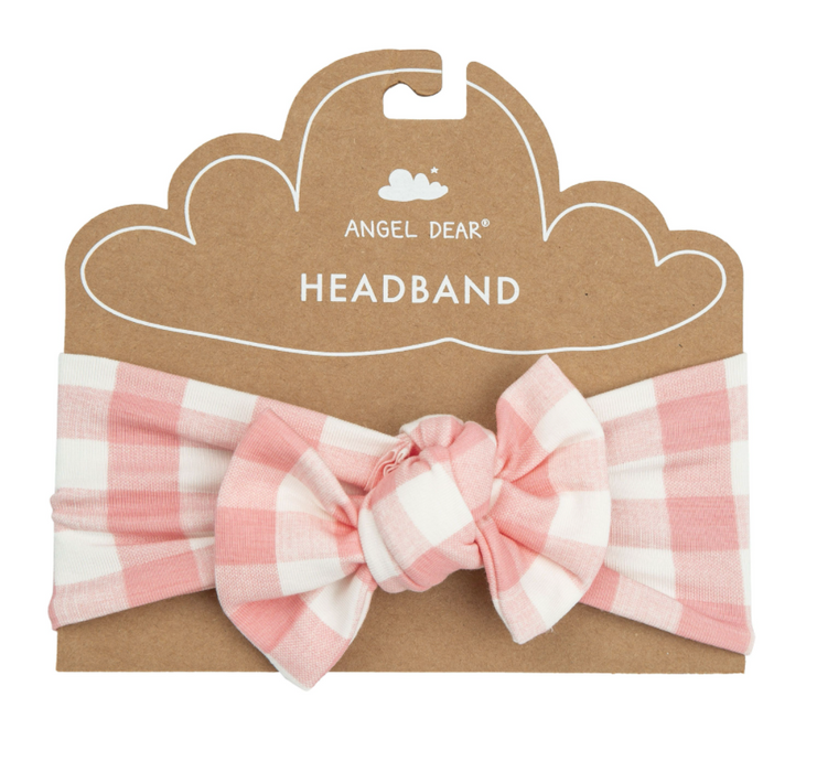 Pink Gingham Headband