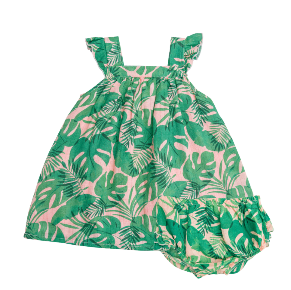 Tropical Leaves Sundress and Bloomer Set