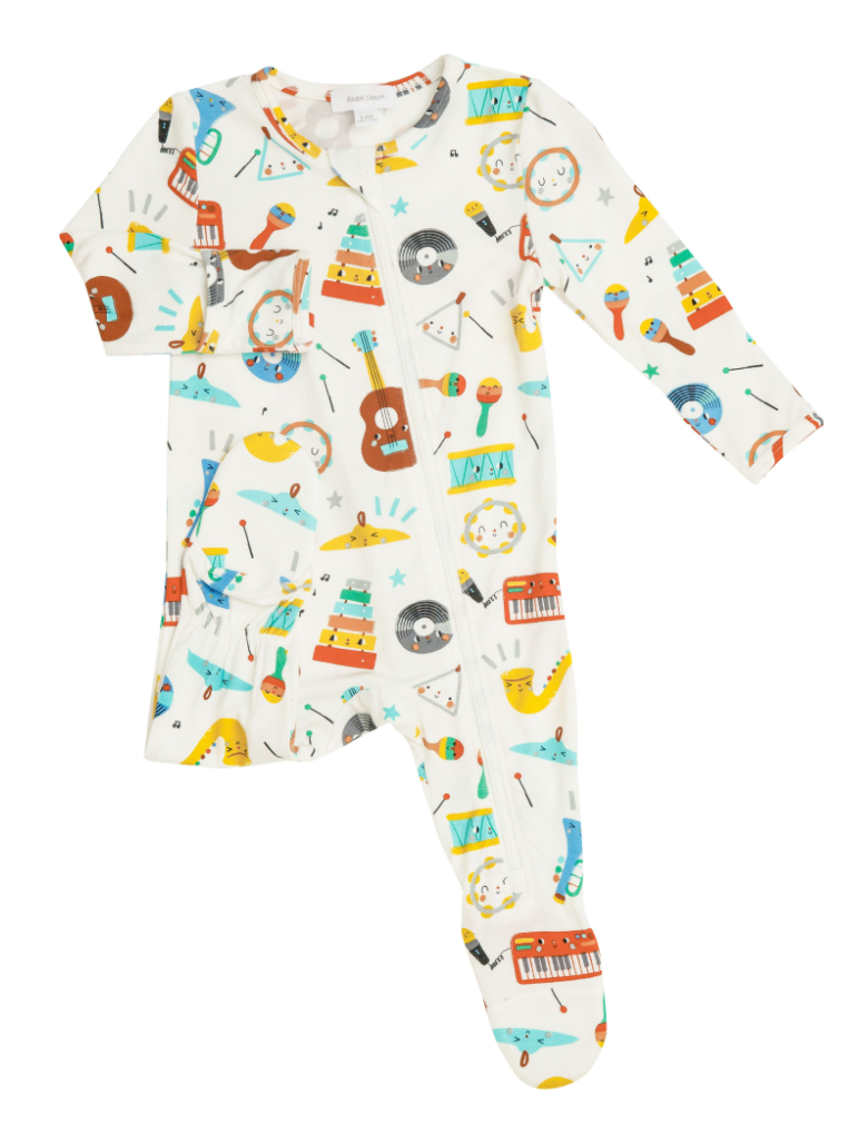 Happy Music Zipper Footie