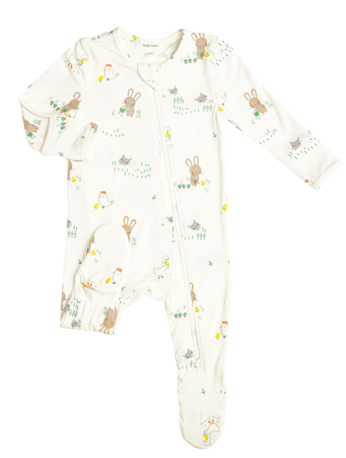 Ivory Little Farmer Zipper Footie