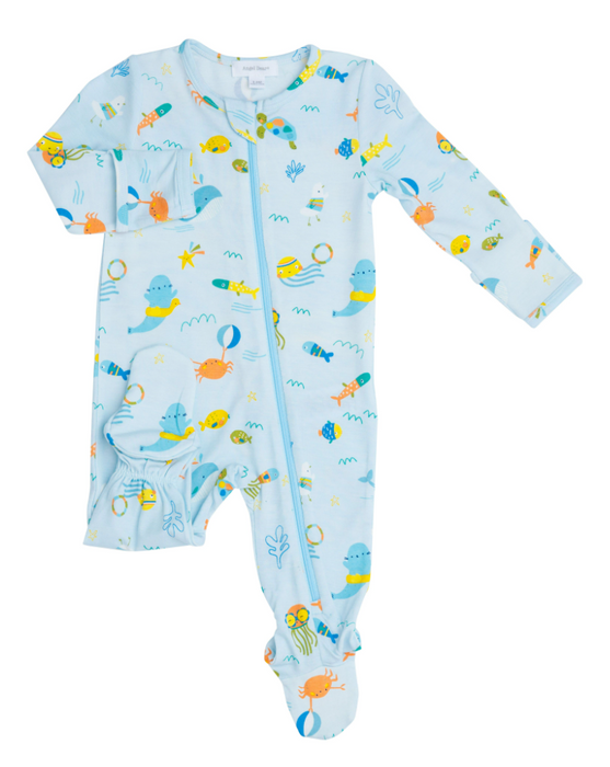 Sea Creatures Zipper Footie