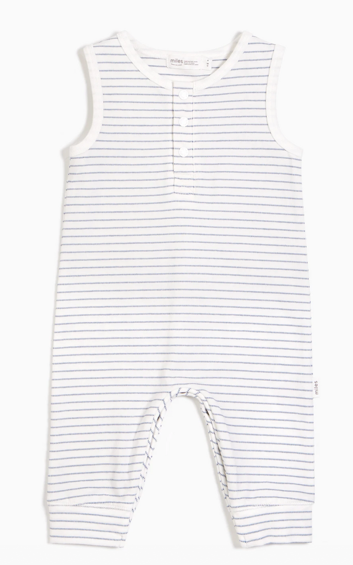 Sleeveless Blue Striped Playsuit