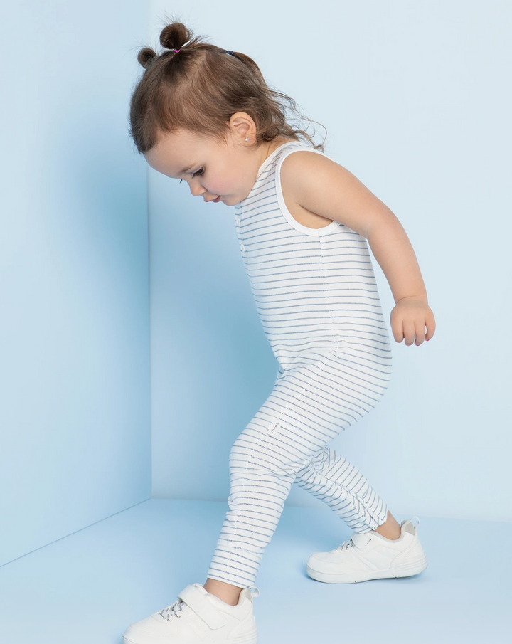 Sleeveless Blue Striped Playsuit