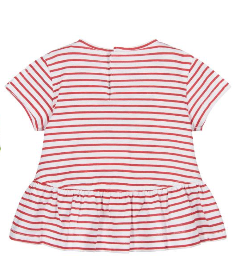 Red and White Stripe Short Sleeve Shirt
