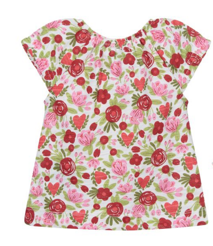 Red Floral Short Sleeved Shirt