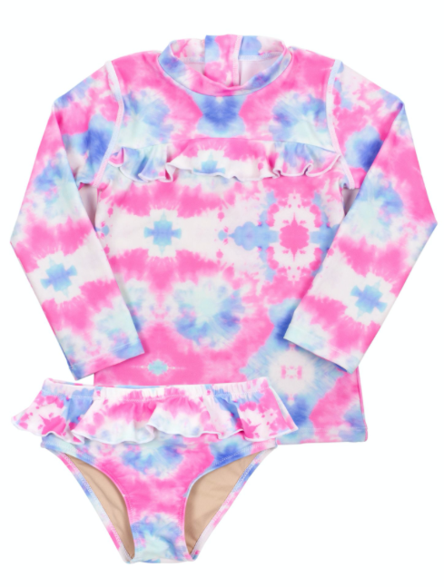 Cotton Candy Tie Dye Longsleeve Rashguard Set