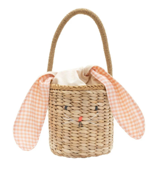 Gingham Bunny Straw Bag