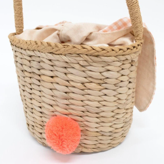 Gingham Bunny Straw Bag